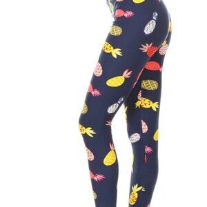 Buttery Soft Colorful Pineapple Plus Size Leggings